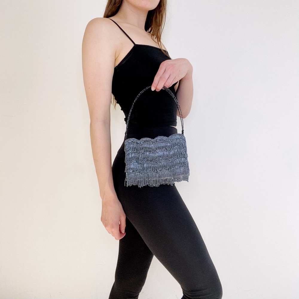 Rare Vintage Silver Beaded Purse